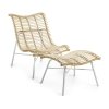 CROWLEY Sillón con reposapiés metal blanco ratán natur