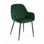 KONNA Silla brazos metal negro terciopelo verde