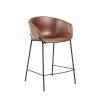 ZADINE Taburete piel sintética marrón altura 65 cm