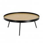 Mesa de centro MDF efecto roble y estructura de acero acabado negro Nenet Ø 84 cm