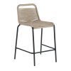 GLENVILLE Taburete de cuerda beige y acero con acabado negro
