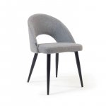 Silla Mael gris claro patas acero acabado negro