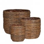 Porta Maceta fibras marrón juego de 3 - h28xd34cm
