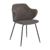 Silla Suanne de pana gruesa gris con patas de acero acabado pintado negro