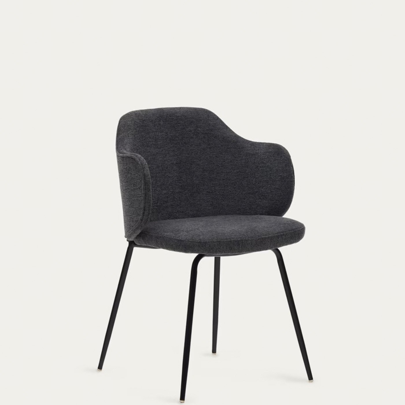 Silla Yunia gris oscuro con patas de acero con acacon patas de acero con acabado