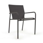Silla de exterior Zaltana de aluminio con acabado pintado negro mate