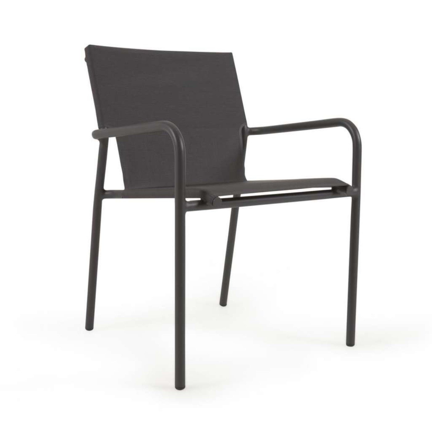 Silla de exterior Zaltana de aluminio con acabado pintado negro mate