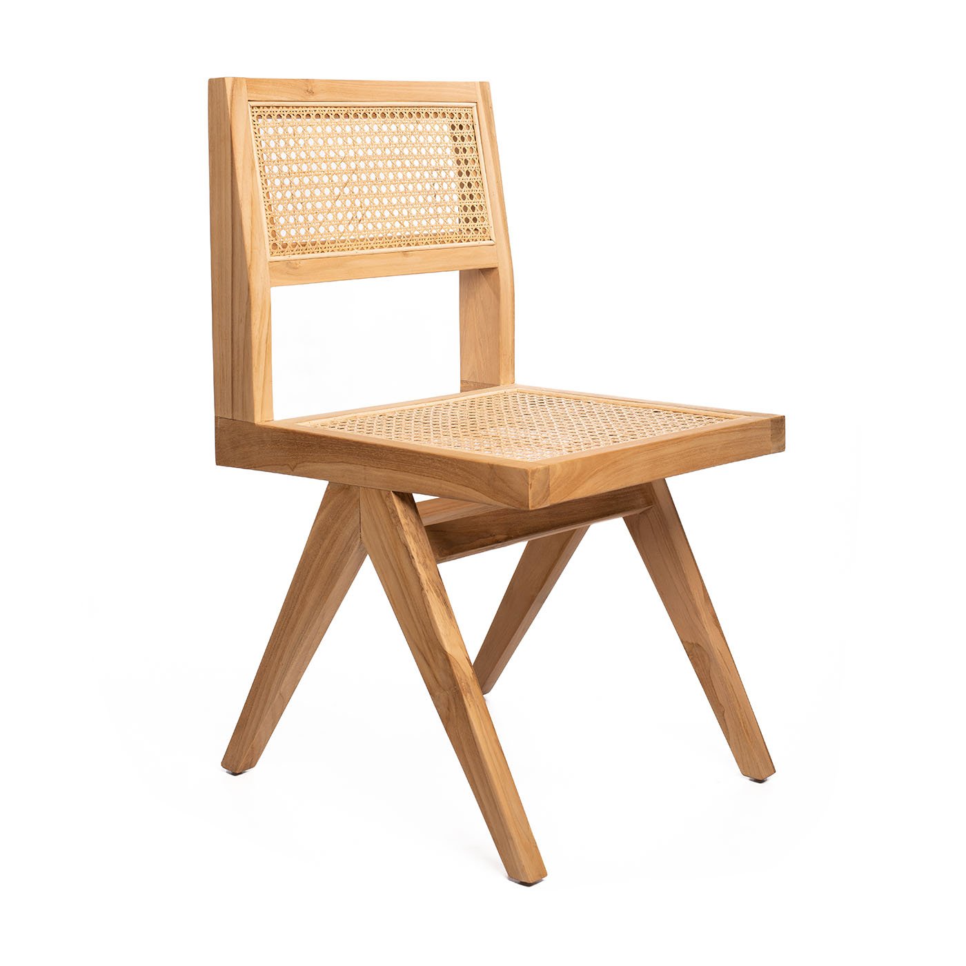 Silla Cane color de madera natural con ratan tejido