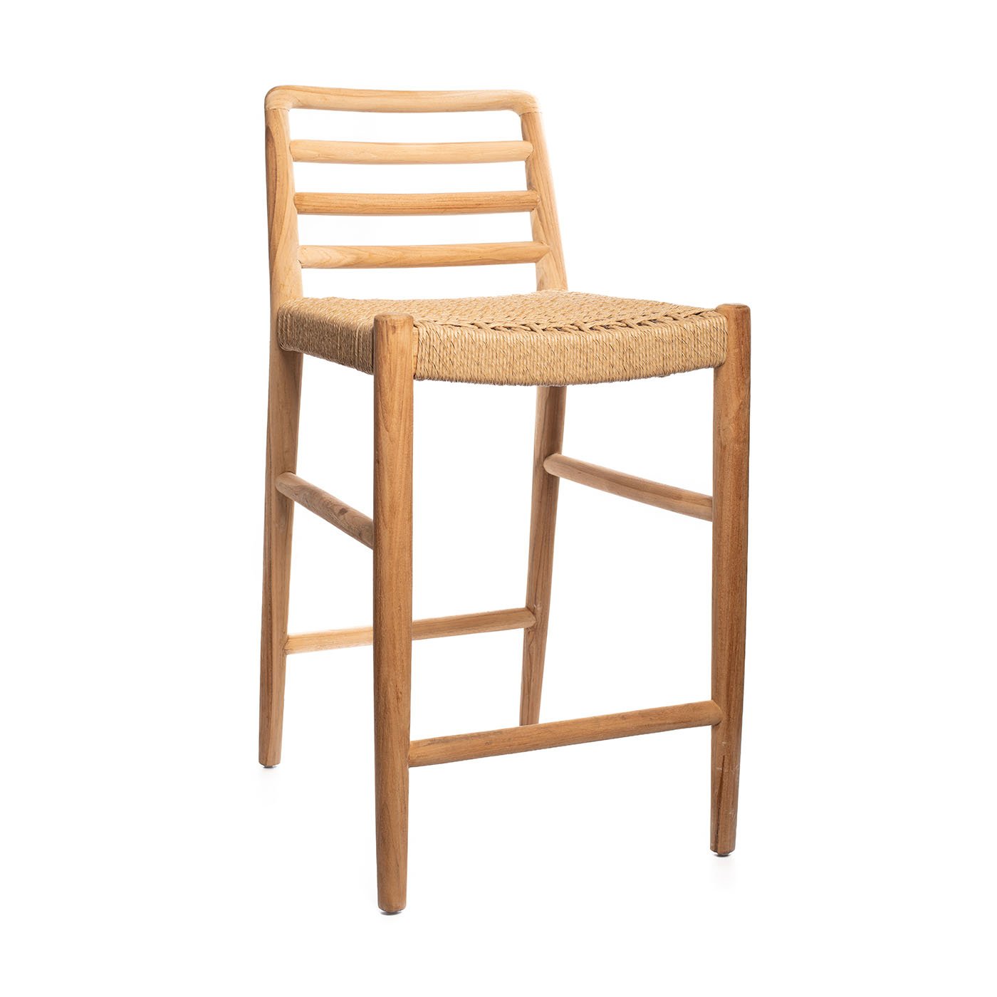 Taburete Colmar Counter color de madera natural y soguilla tejida