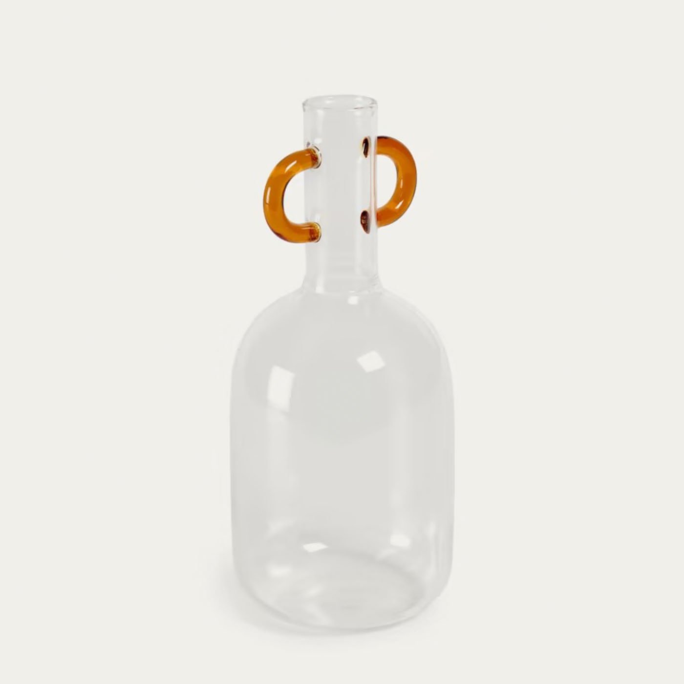 Jarrón Yumalay de vidrio transparente y naranja