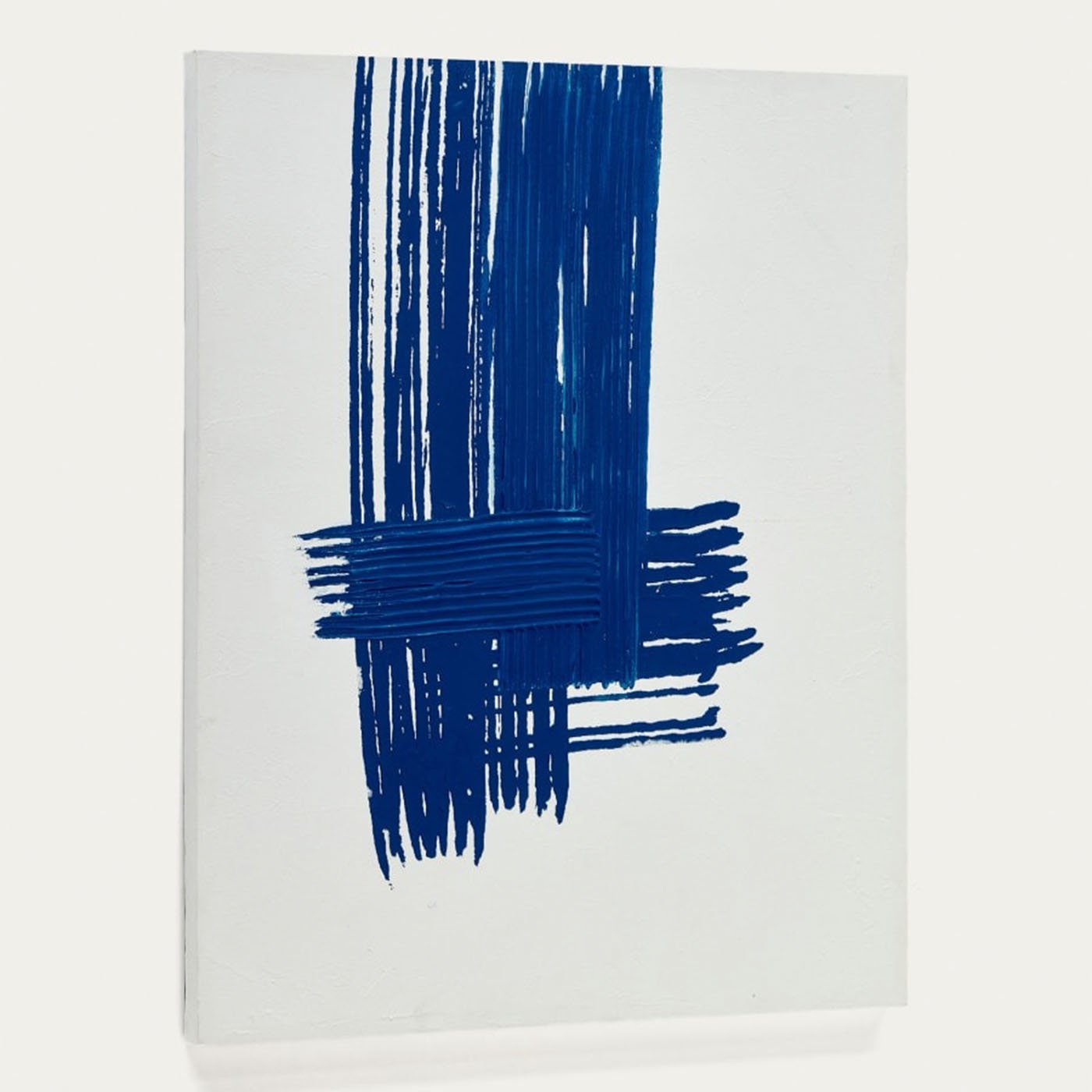 Lienzo abstracto Sagaro blanco y azul 80 x 100 cm