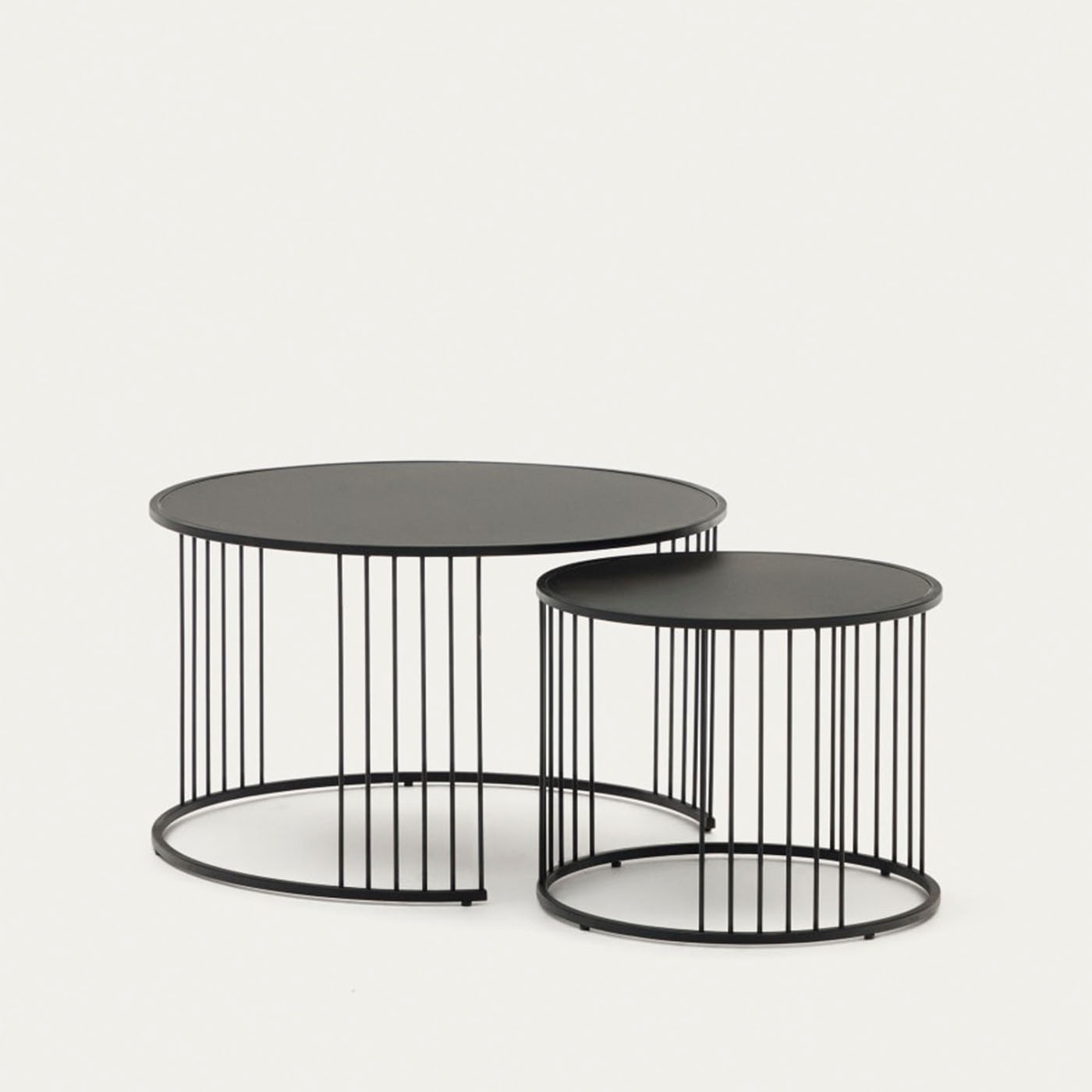 Set Hadar de 2 mesas auxiliares nido cristal