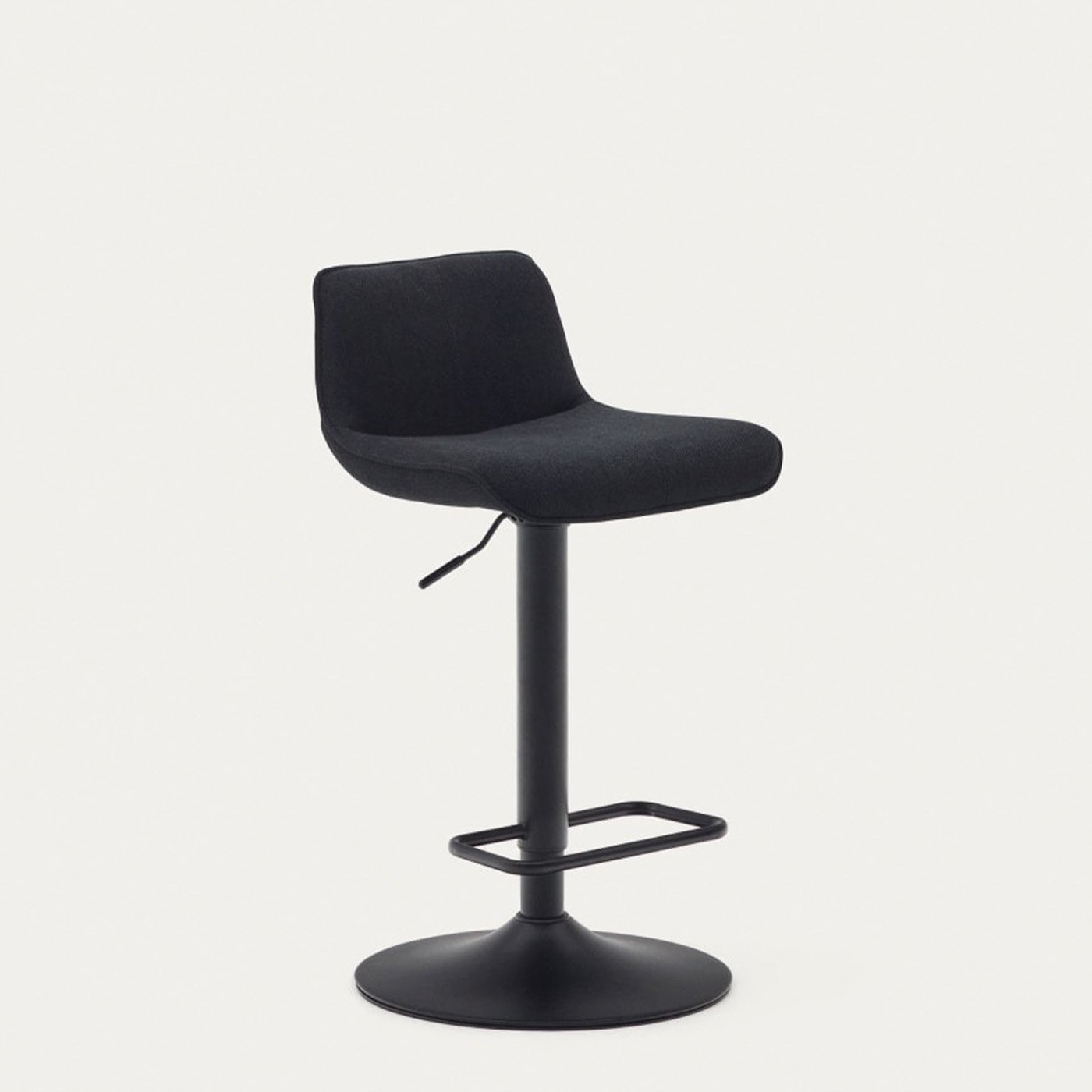 Taburete Zenda de chenilla negro y acero