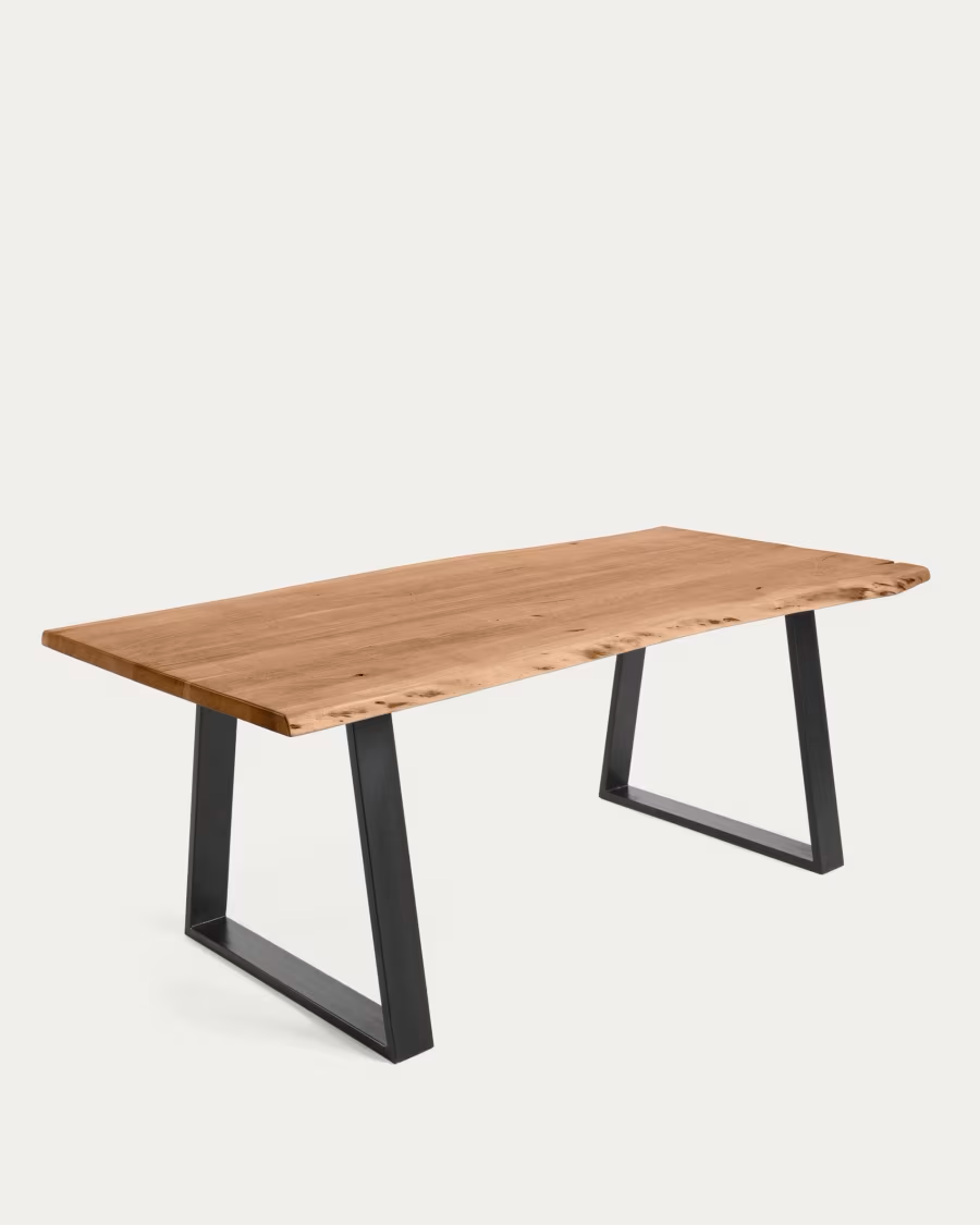 Mesa Alaia de madera maciza de acacia y patas de aaciza de acacia patas de acero