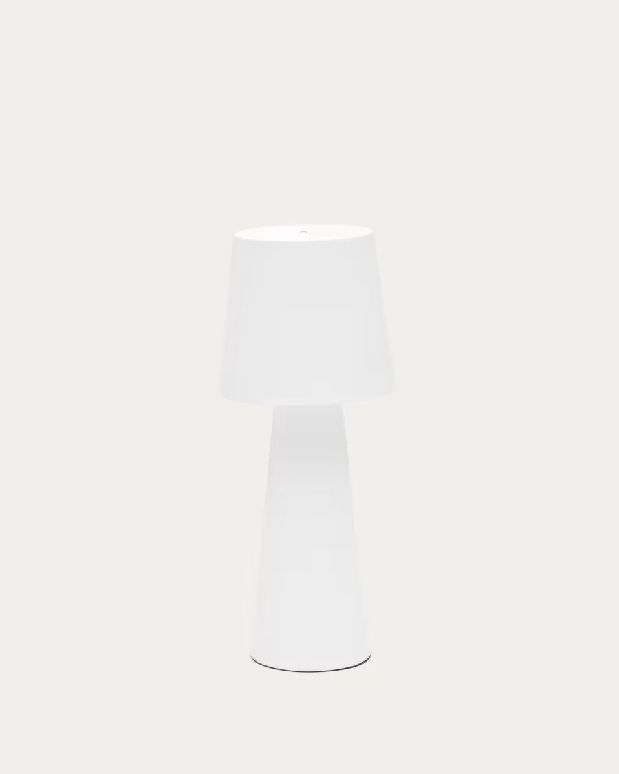 Lámpara de mesa grande de exterior Arenys de metal con acabado pintado blanco