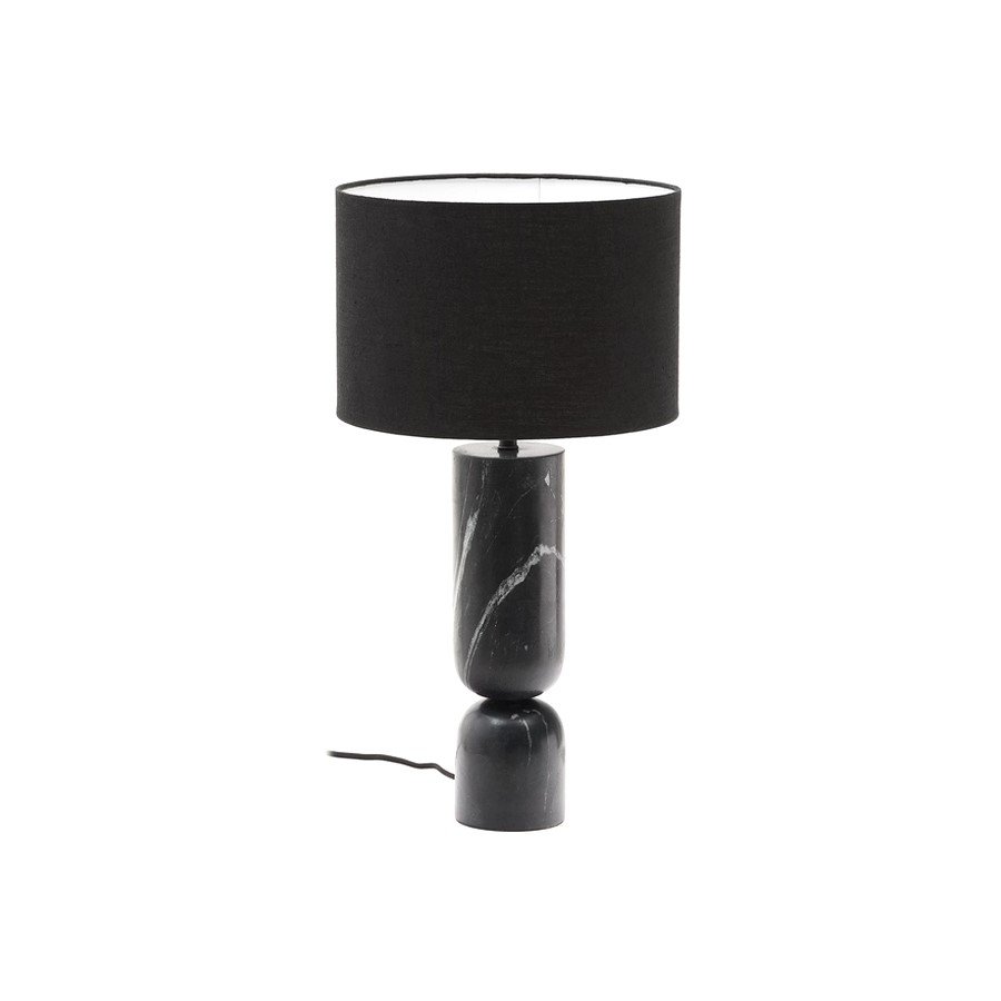 Lámpara de mesa Vex de mármol negro y pantalla de lino negro