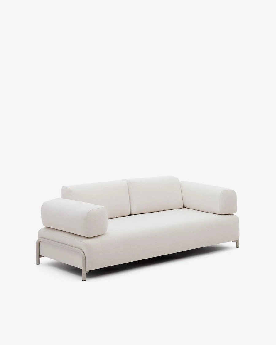 Sofá Compo 3 plazas de chenilla beige y estructura de metal beige 232 cm FSC Mix Credit